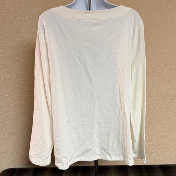 4/$15 Talbots Cream Long Sleeve Lace-Up Top - Picture 3 of 4